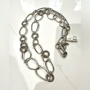 Brighton pebble textured, silver tone, link necklace